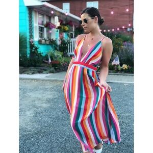 🆕Dorothy Statement Stripes Deep V Maxi Dress